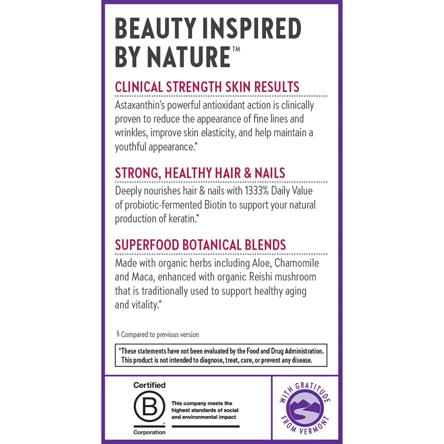 New Chapter Biotin Supplement, Vegan Hair Skin and Nails Vitamins with Fermented Biotin + Astaxanthin - 60 Count - Image 2