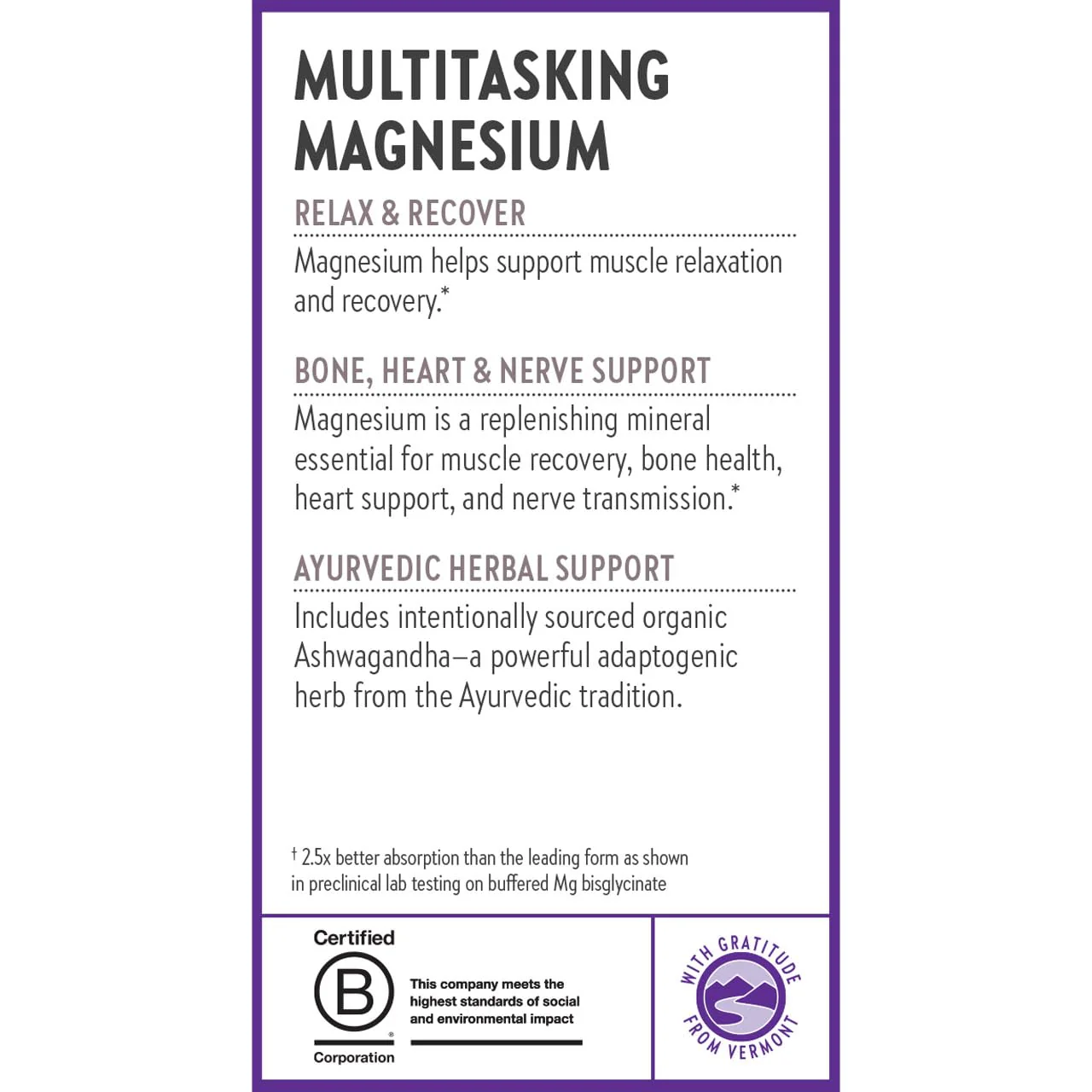 New Chapter Magnesium + Ashwagandha Supplement, 325 mg with Magnesium Glycinate for Muscle Relaxation & Recovery, Heart, Nerve & Bone Health, 2.5X Absorption, Non-GMO - 60 ct (2 Month Supply) - Image 2