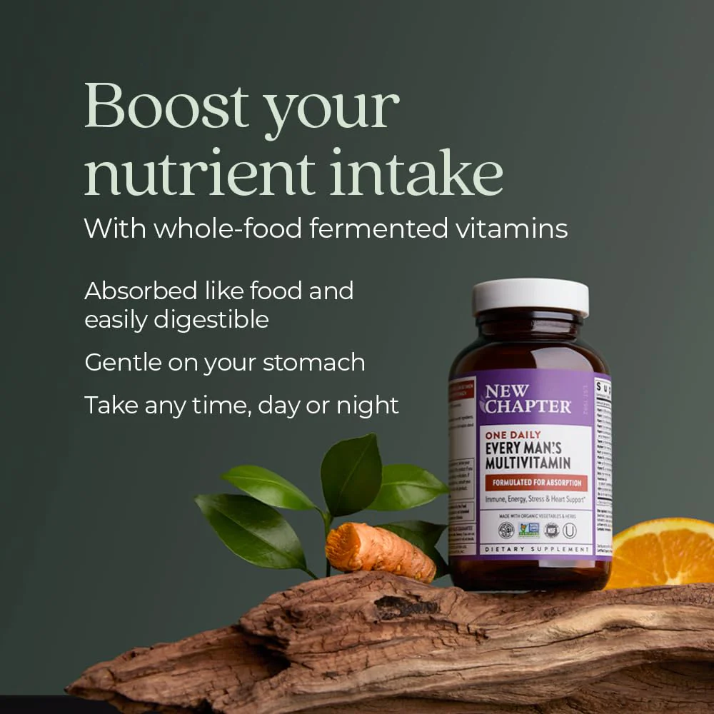 New Chapter Men’s Multivitamin, B6, Extra B12, D3, Vitamin C & Zinc, Immune, Heart, Cellular Energy, and Brain Health, Gentle on The Stomach, One Daily, Non-GMO, Gluten-Free, 18+, 72 Tablets - Image 6