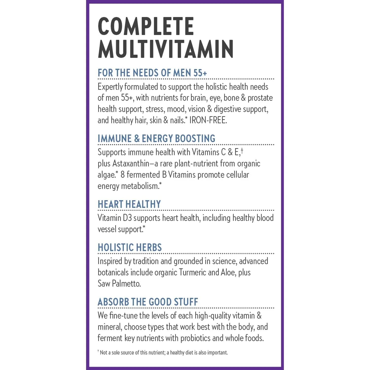 New Chapter Men's Multivitamin 50 Plus for Brain, Heart, Digestive, Prostate & Immune Support with 20+ Nutrients + Astaxanthin - Every Man's One Daily 55+, Gentle on The Stomach - 72 ct - Image 2