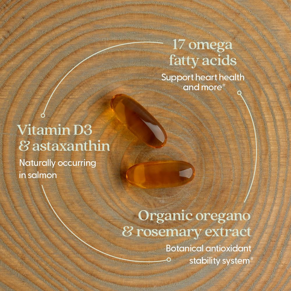 New Chapter Wholemega Fish Oil Supplement - 2000mg per Serving, Clinically Proven Wild Alaskan Salmon Oil with Omega-3 + Vitamin D3 + Astaxanthin, 60 Softgels - Image 7