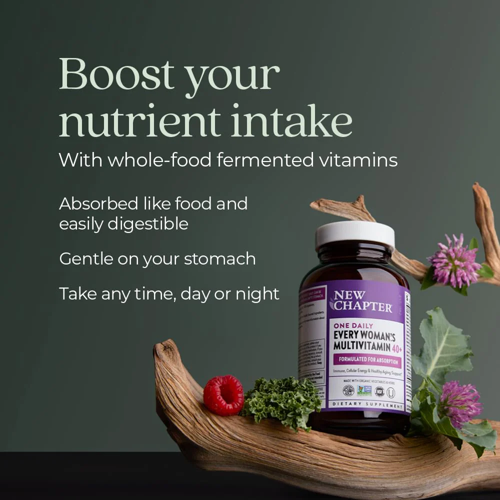 New Chapter Women’s Multivitamin 40+, extra B6 & B12, Biotin for Hair Growth, D3, Vit C, Zinc for Immune & Stress Support, Gentle on an Empty Stomach, One Daily, Non-GMO, Gluten-Free, 48 Tablets - Image 6