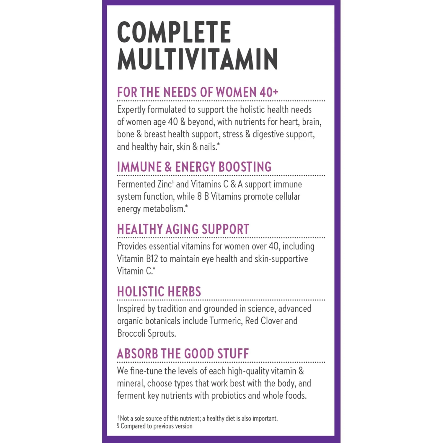 New Chapter Women’s Multivitamin 40+, extra B6 & B12, Biotin for Hair Growth, D3, Vit C, Zinc for Immune & Stress Support, Gentle on an Empty Stomach, One Daily, Non-GMO, Gluten-Free, 72 Tablets - Image 2