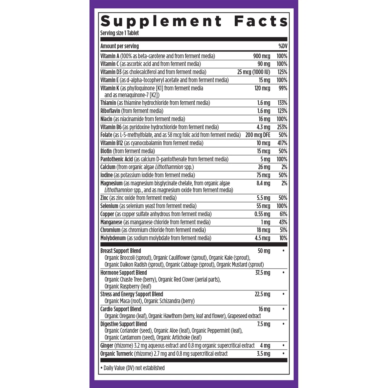 New Chapter Women’s Multivitamin 40+, extra B6 & B12, Biotin for Hair Growth, D3, Vit C, Zinc for Immune & Stress Support, Gentle on an Empty Stomach, One Daily, Non-GMO, Gluten-Free, 96 Tablets - Image 4