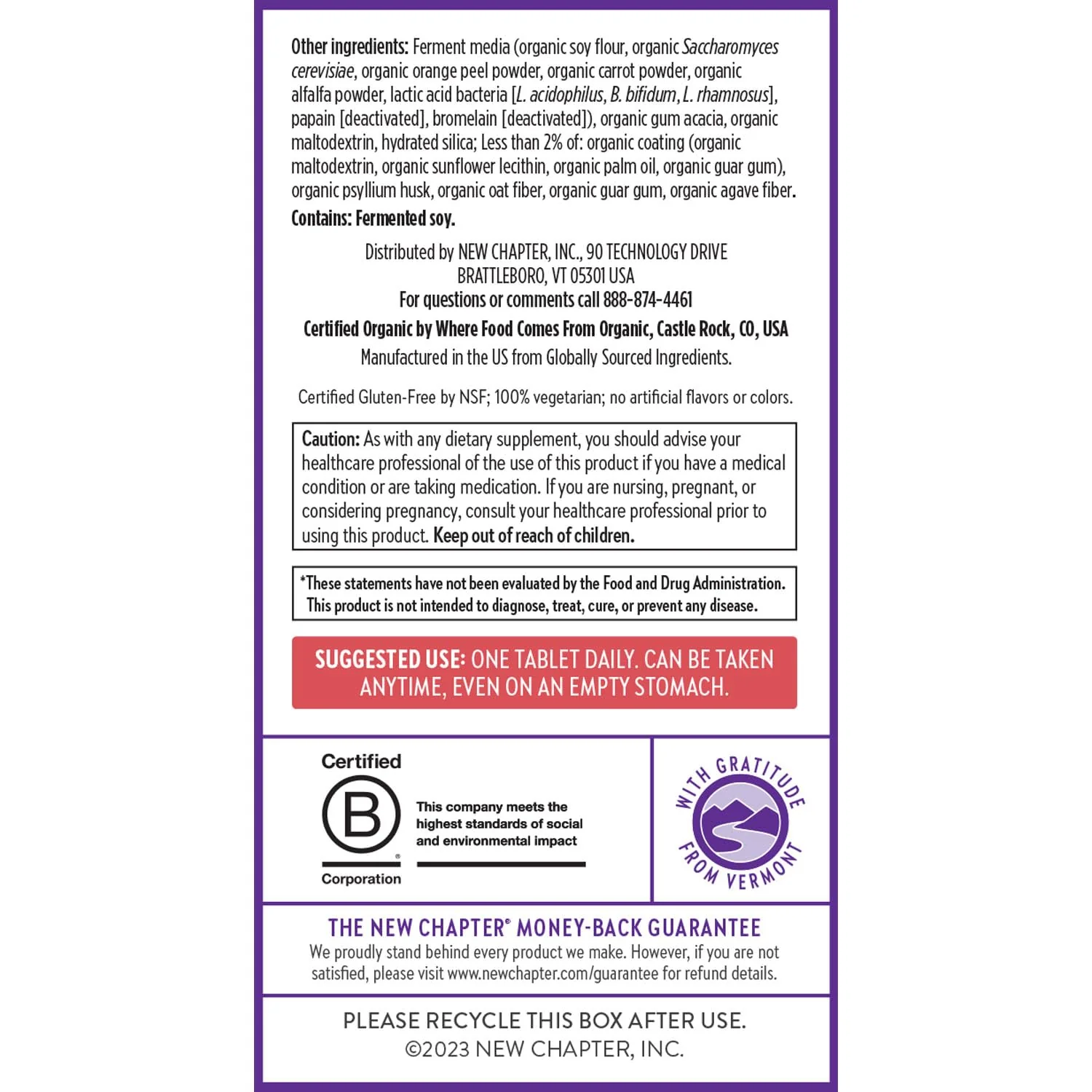 New Chapter Women’s Multivitamin 55+, Astaxanthin, B6, B12, D3, Vitamin C & Zinc, Immune, Heart, Cellular Energy, and Bone Support, Gentle on The Stomach, One Daily, Non-GMO, Gluten-Free, 72 Tablets - Image 3