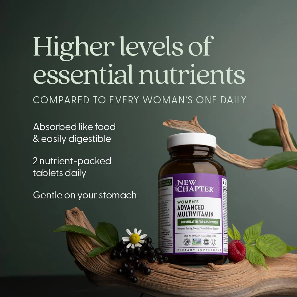 New Chapter Women's Multivitamin Advanced Formula for Stress, Bone, Immune, Beauty & Energy Support, Higher Levels of Whole-Food Fermented Essential Nutrients for Women + Iron + Vitamin D3, 120 Count - Image 7