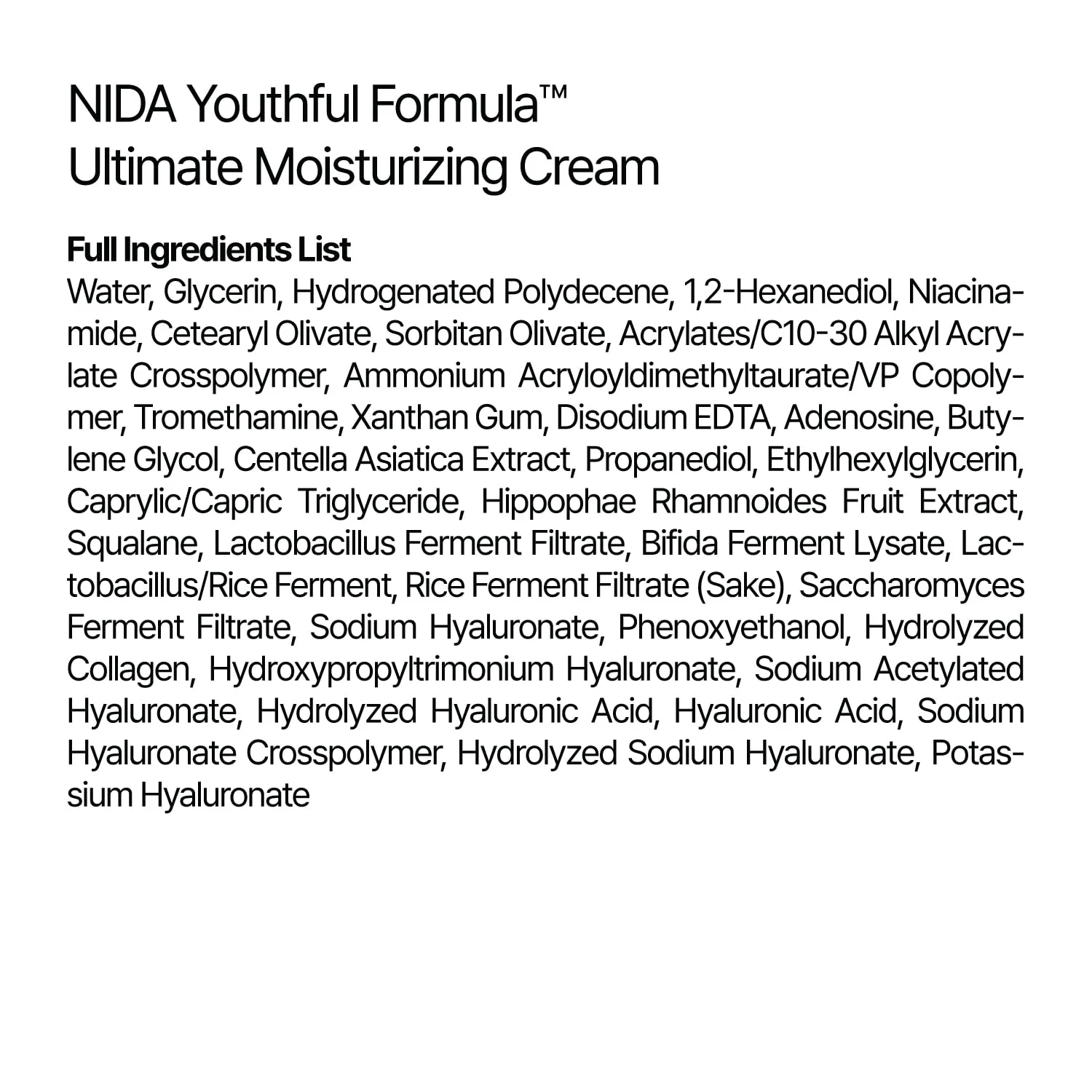 NIDA Youthful Formula™ Ultimate Moisturizing Cream | Centella Asiatica, Niacinamide, Hyaluronic Acid, Collagen | Wrinkles, Fine Lines, Dark Spots, Dry Skin, Redness | 3.38 fl. oz., 100ml (Old Formula) - Image 2