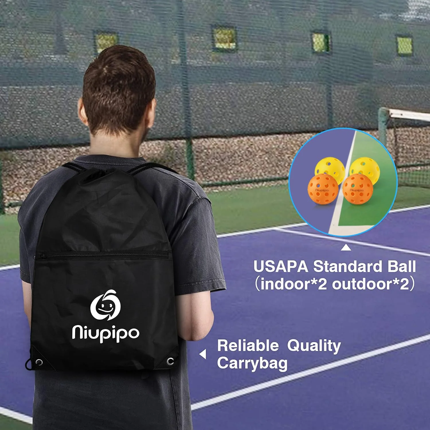 niupipo Pickleball Paddles, Pickleball Paddles Set of 2, Fiberglass Surface, Polypropylene Honeycomb Core, Cushion Grip, Lightweight Pickleball, Portable Carry Bag, White - Image 2