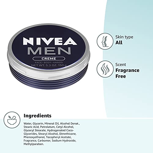 NIVEA MEN Creme - Multipurpose Cream for Men - Face, hand and Body Lotion - 5.3 oz. Tin - Image 2