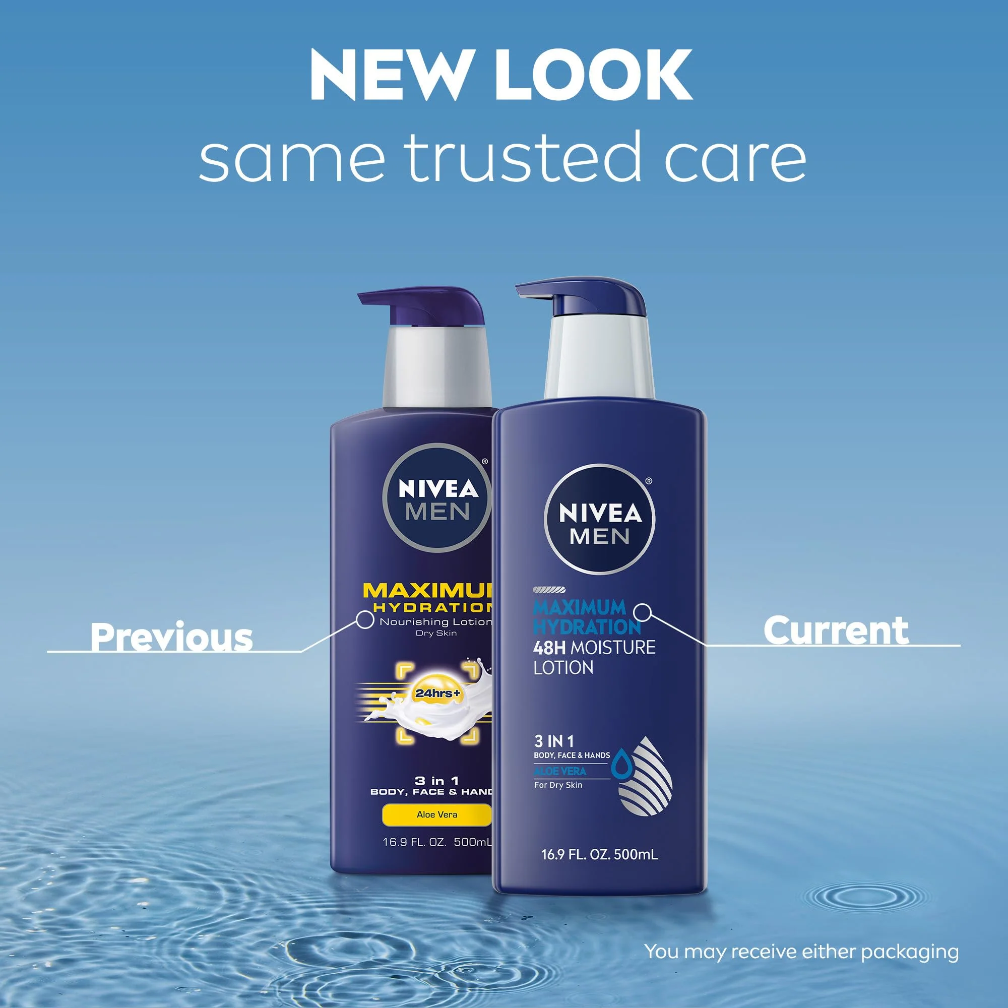 NIVEA MEN Maximum Hydration 48-Hour Moisture Body Lotion for Dry Skin, Aloe Vera Lotion for Men, 3-in-1 Body, Face and Hands, Dermatologically-Tested, 16.9 Fl Oz Bottle - Image 9