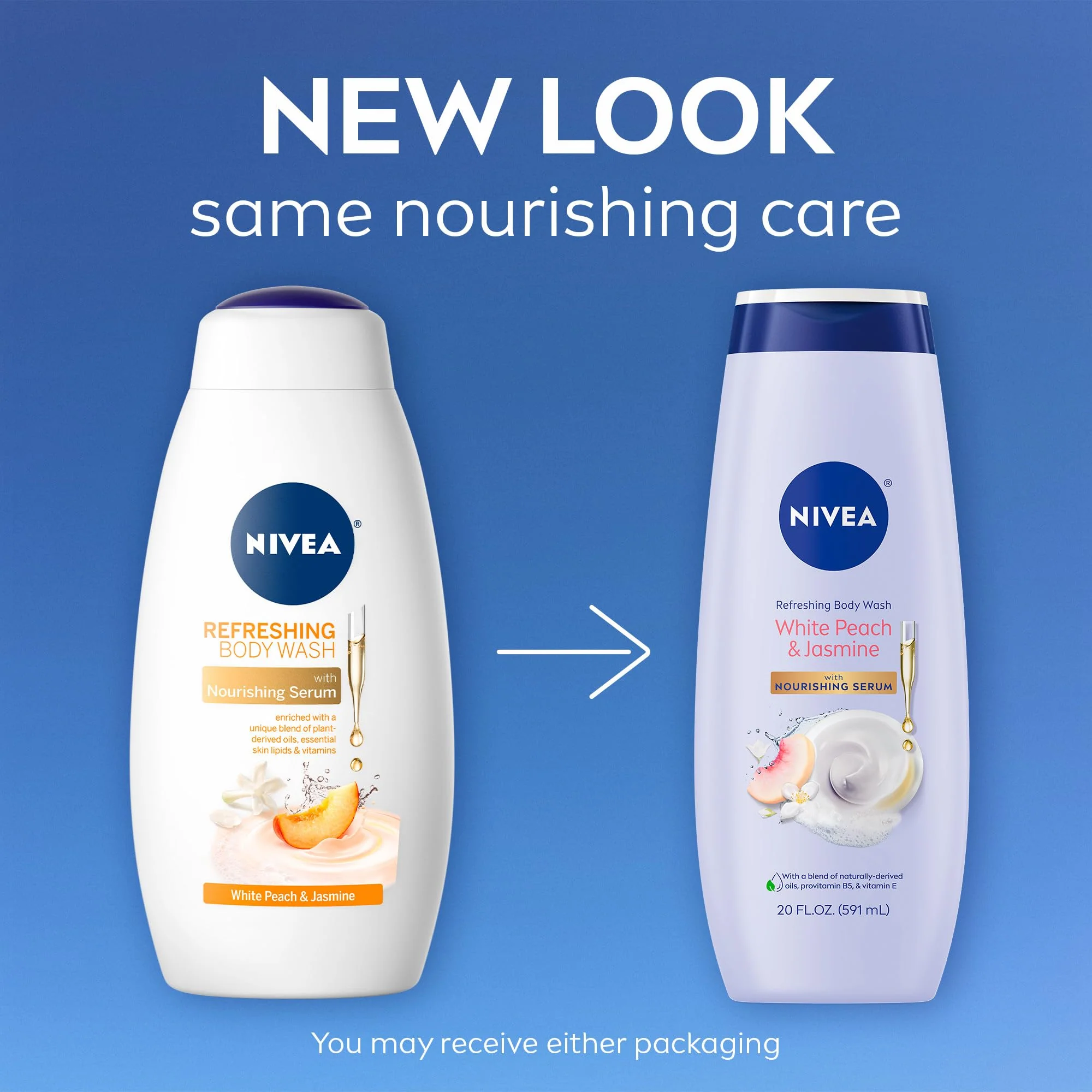 NIVEA Refreshing White Peach and Jasmine Body Wash with Nourishing Serum, Scented Body Wash for Women, Enriched with Provitamin B5 and Vitamin E, 20 Fl Oz Bottle - Image 13