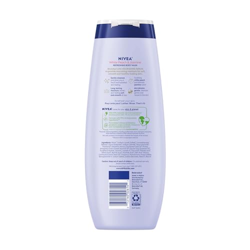 NIVEA Refreshing White Peach and Jasmine Body Wash with Nourishing Serum, Scented Body Wash for Women, Enriched with Provitamin B5 and Vitamin E, 20 Fl Oz Bottle - Image 2