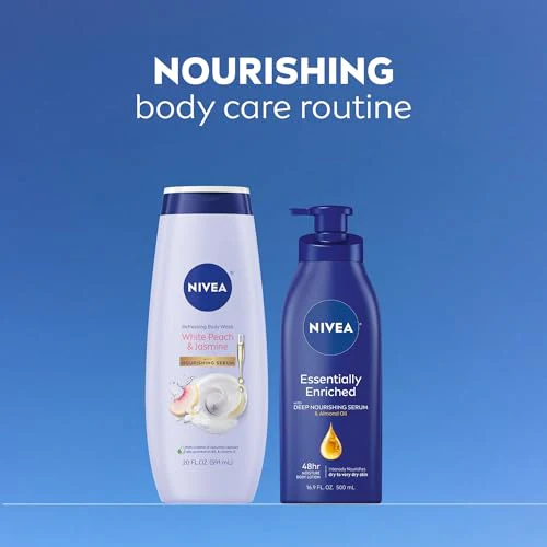 NIVEA Refreshing White Peach and Jasmine Body Wash with Nourishing Serum, Scented Body Wash for Women, Enriched with Provitamin B5 and Vitamin E, 20 Fl Oz Bottle - Image 4