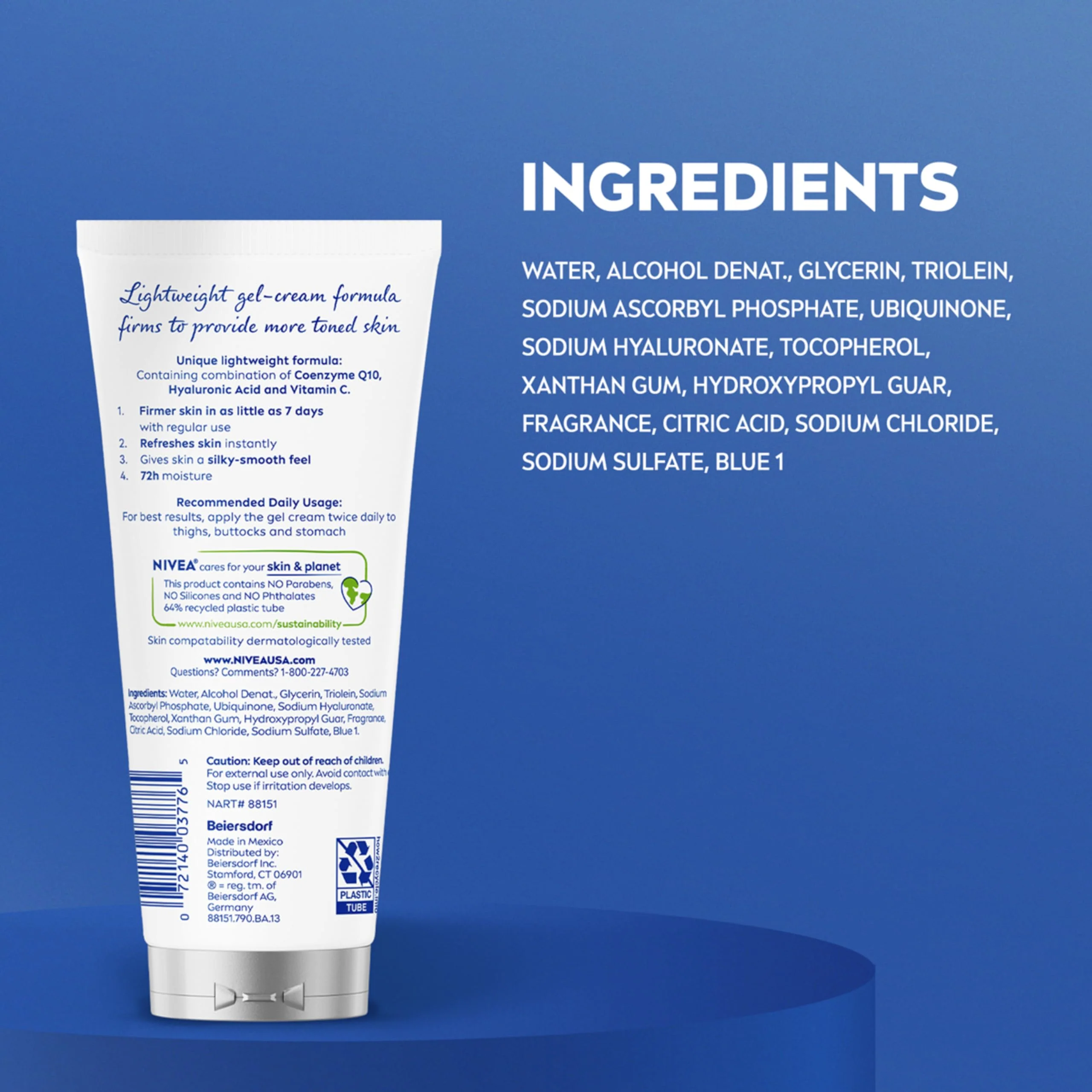 NIVEA Skin Firming & Toning Body Gel Cream with Q10, Hyaluronic Acid and Vitamin C, Clinically Tested Skin Firming & Toning Cream, 72-Hour Moisture, 6.7 Oz Tube - Image 4