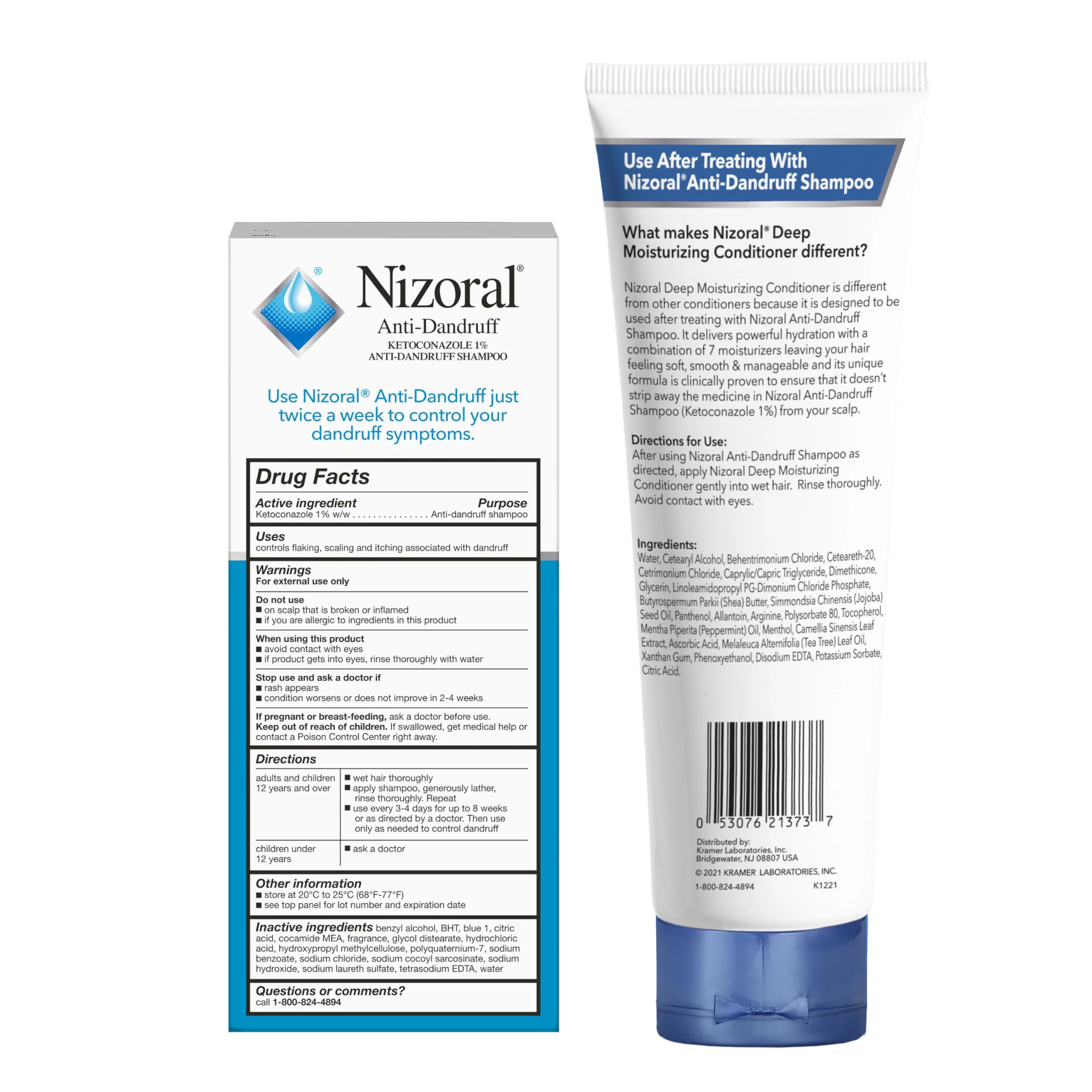 Nizoral Anti-Dandruff Shampoo, 7 Oz + Deep Moisturizing Conditioner, 9.4 Oz Bundle - Image 2