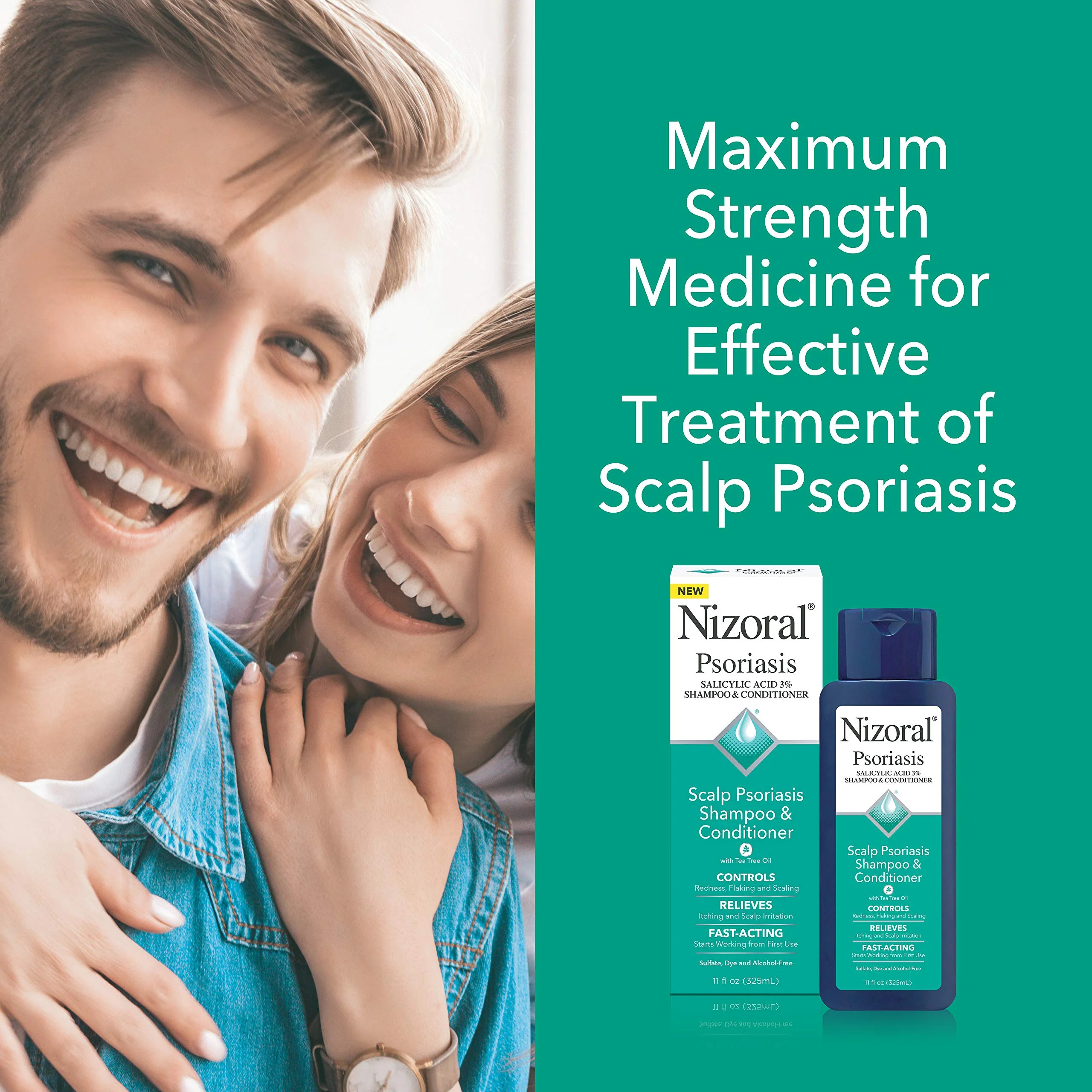Nizoral Psoriasis Shampoo & Conditioner, 11 Oz, Gentle Scalp Treatment, Relieves Itching and Flaking, Redness and Scaling Effective Scalp Psoriasis Shampoo with Salicylic Acid and Tea Tree Oil - Image 3