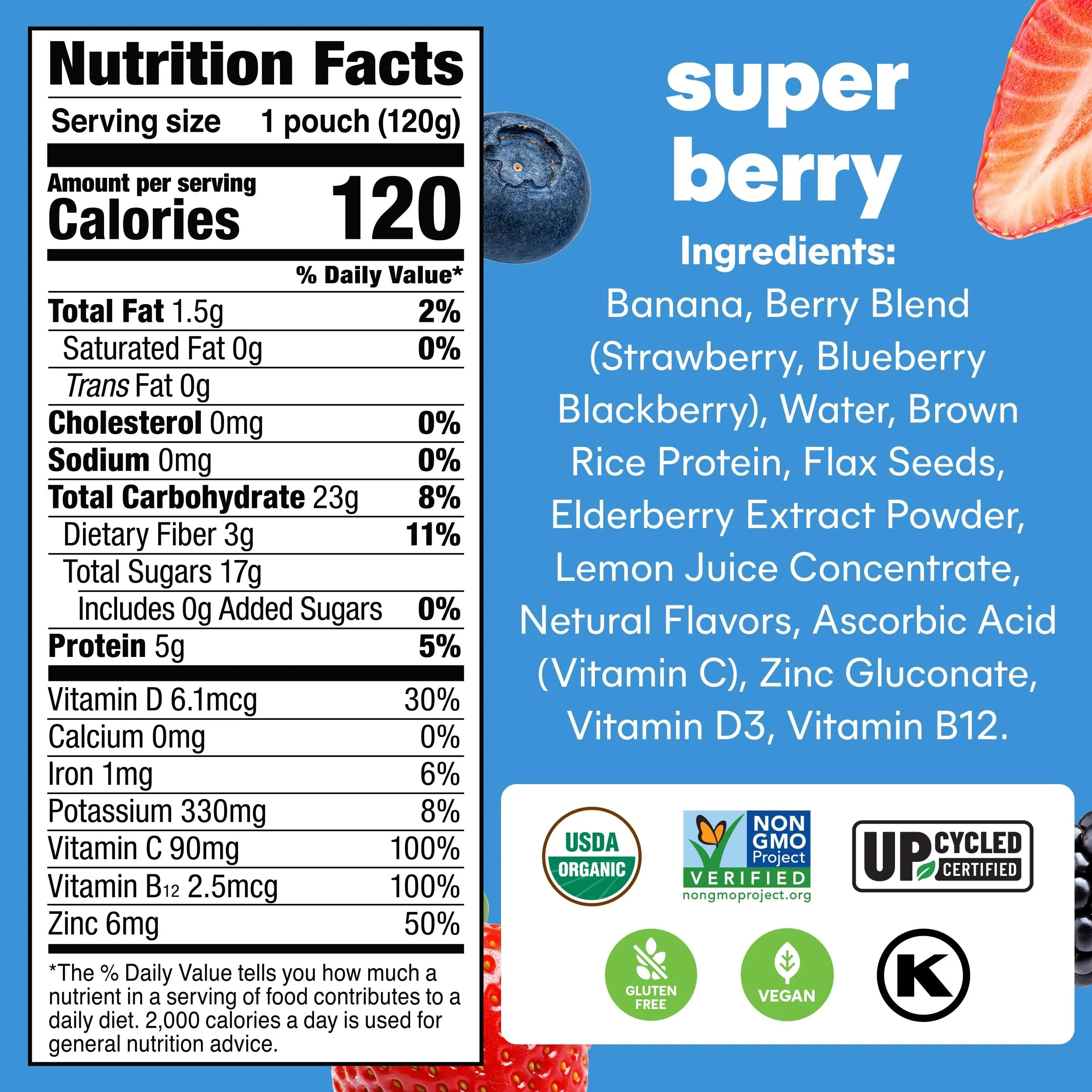 Noka Organic Super Berry Superfood Smoothie 4Pk, 4.22 Oz - Image 8
