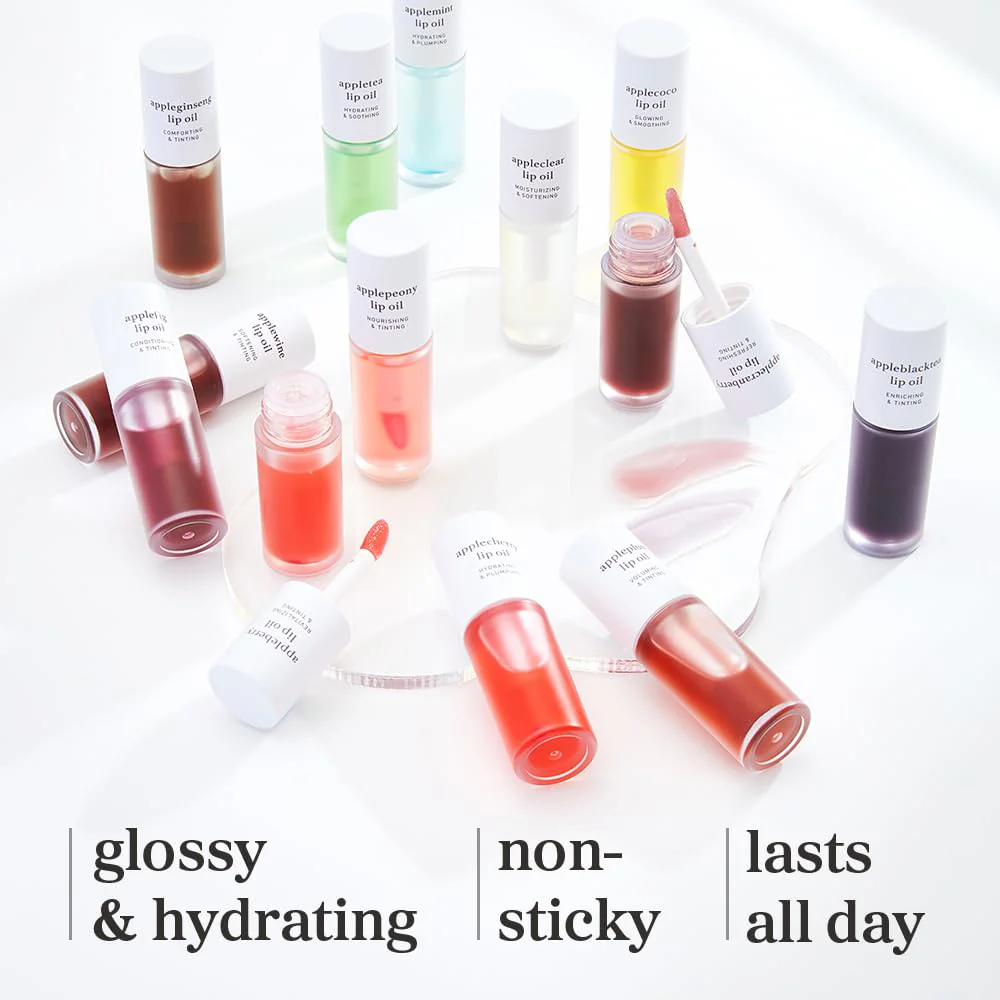 NOONI Vegan Appleseed Lip Oil Set - Applecherry & Appleplum | Long-Lasting, Moisturizing, Plumping, Revitalizing for Dry Lips, Waterproof, No Peel Off, Korean Tint, 0.12 FL Oz x 2ea - Image 5