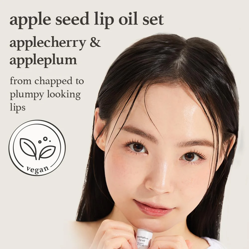 NOONI Vegan Appleseed Lip Oil Set - Applecherry & Appleplum | Long-Lasting, Moisturizing, Plumping, Revitalizing for Dry Lips, Waterproof, No Peel Off, Korean Tint, 0.12 FL Oz x 2ea - Image 8