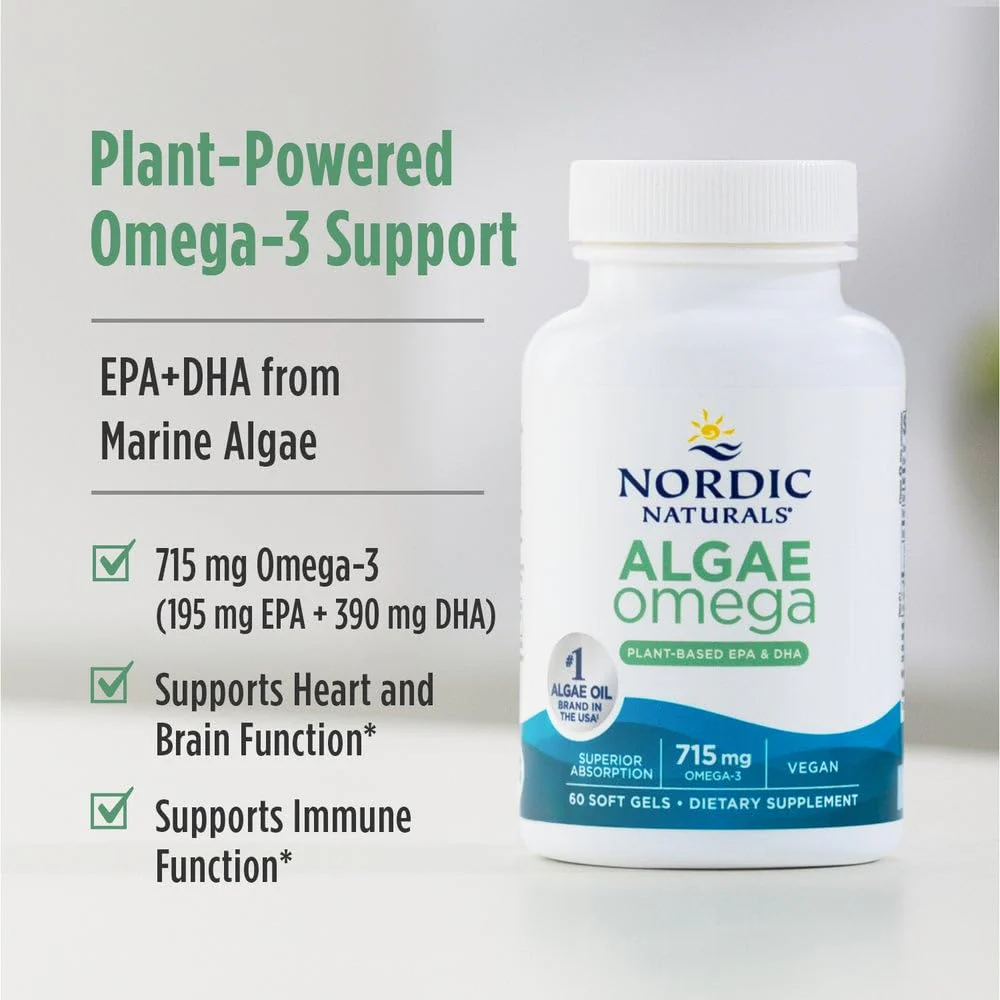 Nordic Naturals Algae Omega - 120 Soft Gels - 715 mg Omega-3 - Certified Vegan Algae Oil - Plant-Based EPA & DHA - Heart, Eye, Immune & Brain Health - Non-GMO - 60 Servings - Image 3