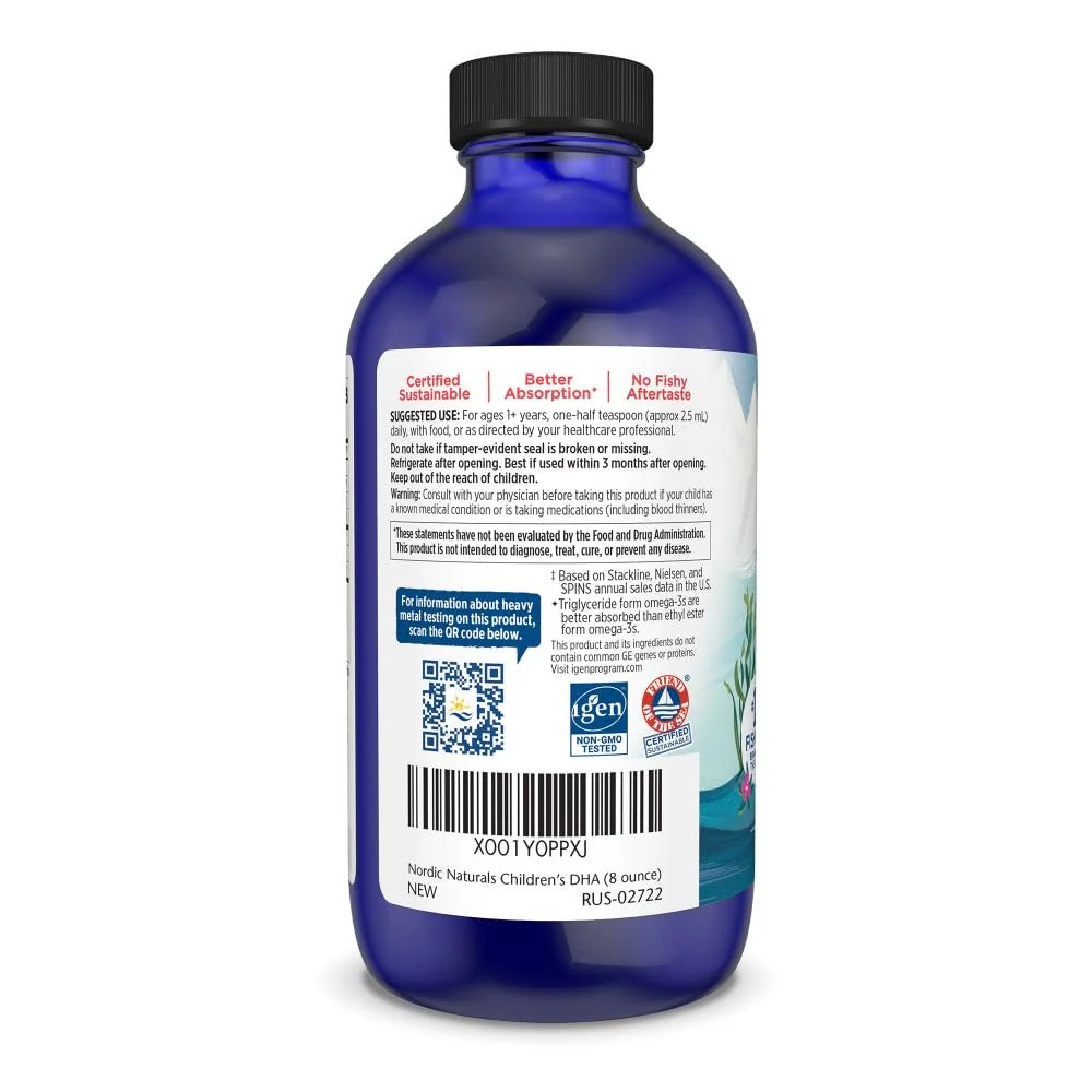 Nordic Naturals Children’s DHA, Orange - 8 oz for Kids - 530 mg Omega-3 with EPA & DHA - Brain Development & Function - Non-GMO - 96 Servings - Image 6