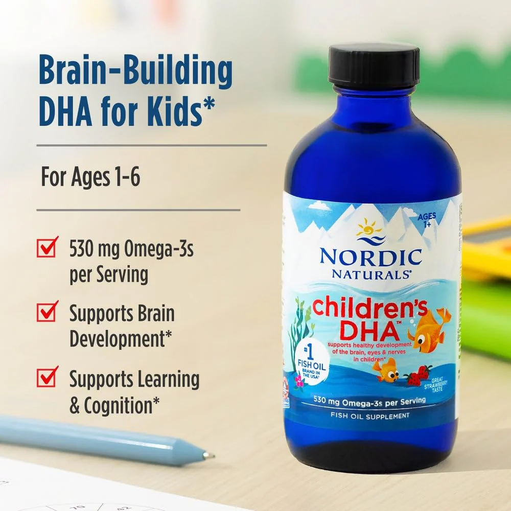 Nordic Naturals Children’s DHA, Strawberry - 8 oz for Kids - 530 mg Omega-3 with EPA & DHA - Brain Development & Function - Non-GMO - 96 Servings - Image 3