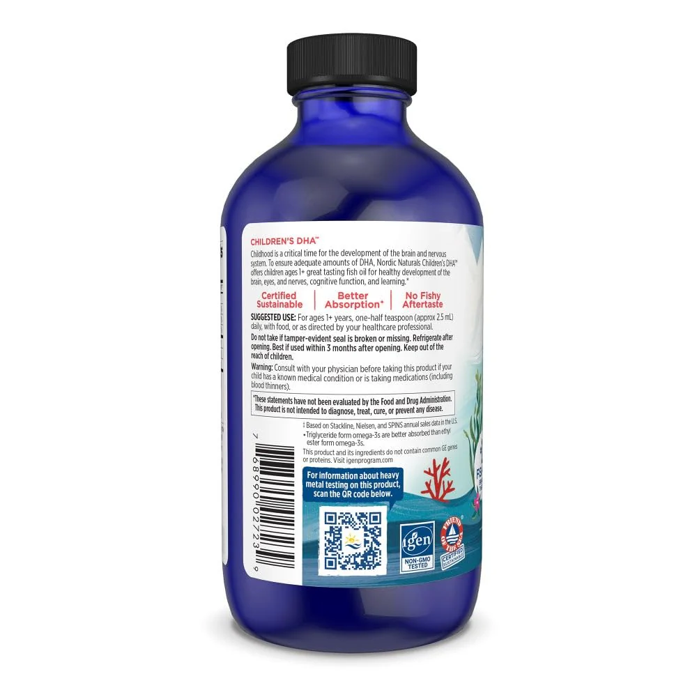 Nordic Naturals Children’s DHA, Strawberry - 8 oz for Kids - 530 mg Omega-3 with EPA & DHA - Brain Development & Function - Non-GMO - 96 Servings - Image 6