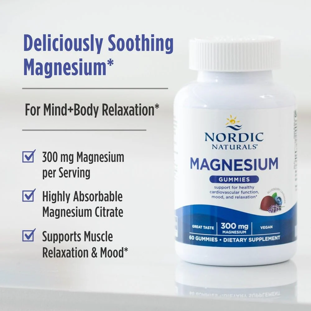 Nordic Naturals Magnesium Gummies for Adults, Blueberry Lavender Flavor - 60 Gummies - Vegan Magnesium Supplement for Mind, Mood, and Cardiovascular Support - Non-GMO - 20 Servings - Image 3