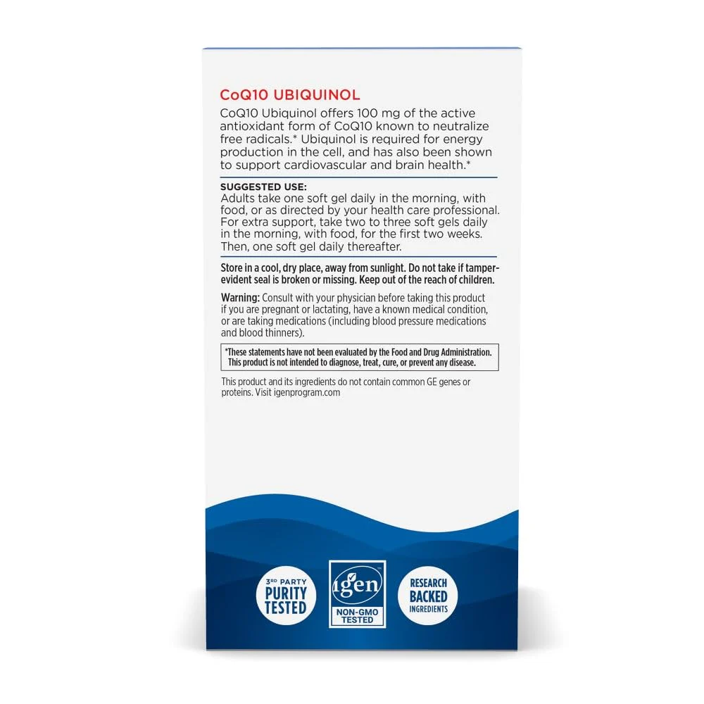 Nordic Naturals Nordic CoQ10 Ubiquinol - 60 Mini Soft Gels - 100 mg Coenzyme Q10 (CoQ10) Ubiquinol - Heart & Brain Health, Cellular Energy Production, Antioxidant Support - Non-GMO - 60 Servings - Image 7
