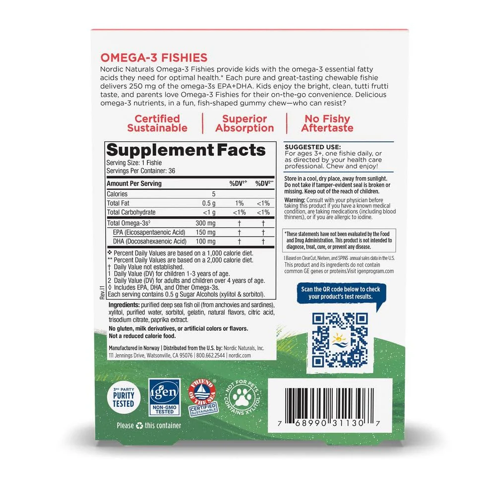 Nordic Naturals Nordic Omega-3 Fishies, Tutti Frutti - 36 Fishies - 300 mg Total Omega-3s with EPA & DHA - Healthy Brain, Mood, Vision & Immune System - Non-GMO - 36 Servings - Image 7