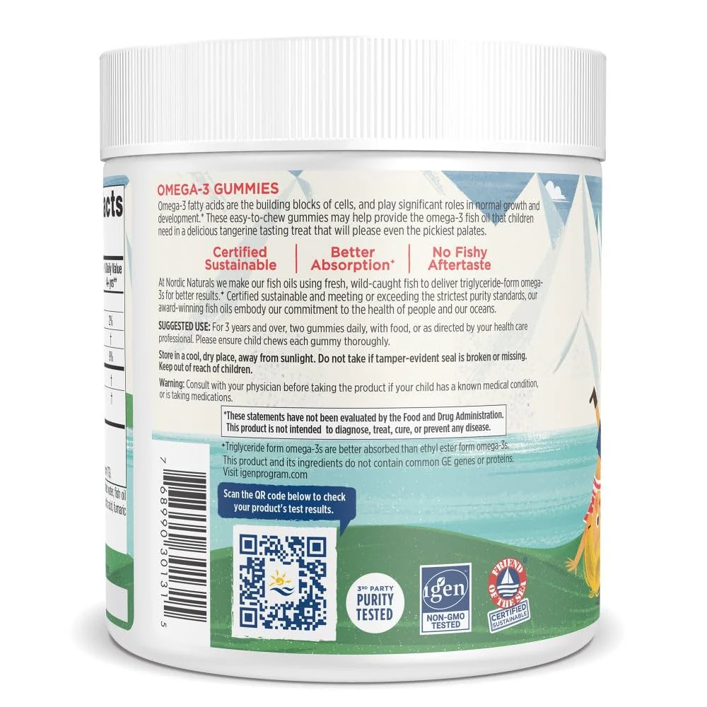 Nordic Naturals Nordic Omega-3 Gummies, Tangerine - 120 Gummies - 82 mg Total Omega-3s with EPA & DHA - Non-GMO - 60 Servings - Image 6