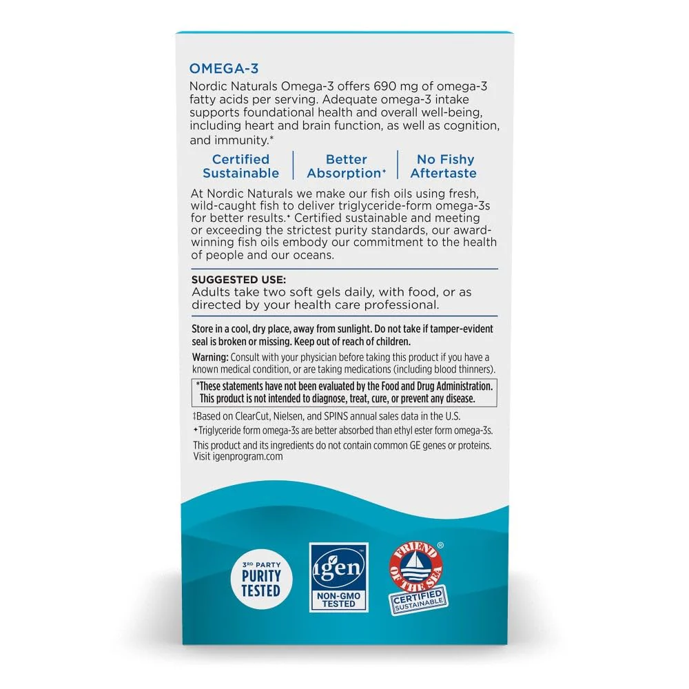 Nordic Naturals Omega-3, Lemon Flavor - 180 Soft Gels - 690 mg Omega-3 - Fish Oil - EPA & DHA - Immune Support, Brain & Heart Health, Optimal Wellness - Non-GMO - 90 Servings - Image 8