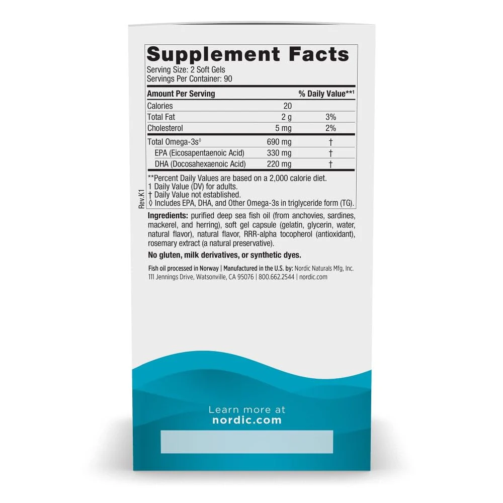 Nordic Naturals Omega-3, Lemon Flavor - 180 Soft Gels - 690 mg Omega-3 - Fish Oil - EPA & DHA - Immune Support, Brain & Heart Health, Optimal Wellness - Non-GMO - 90 Servings - Image 9