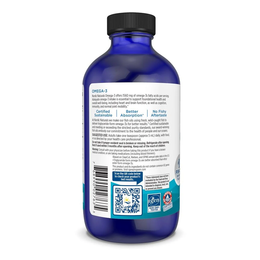 Nordic Naturals Omega-3, Lemon Flavor - 8 oz - 1560 mg Omega-3 - Fish Oil - EPA & DHA - Immune Support, Brain & Heart Health, Optimal Wellness - Non-GMO - 48 Servings - Image 7
