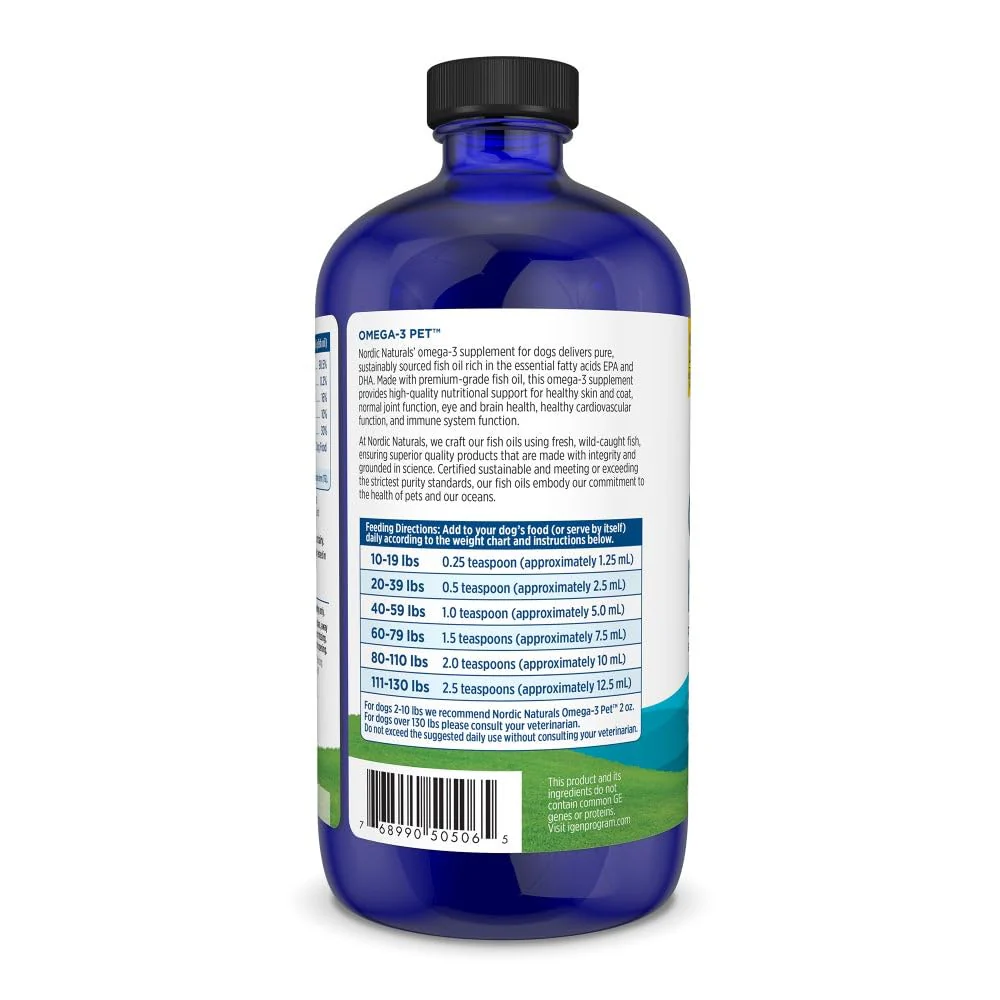Nordic Naturals Omega-3 Pet, Unflavored - 16 oz - 1380 mg Omega-3 Per Teaspoon - Fish Oil for Large to Very Large Dogs with EPA & DHA - Promotes Heart, Skin, Coat, & Immune Health - Image 7