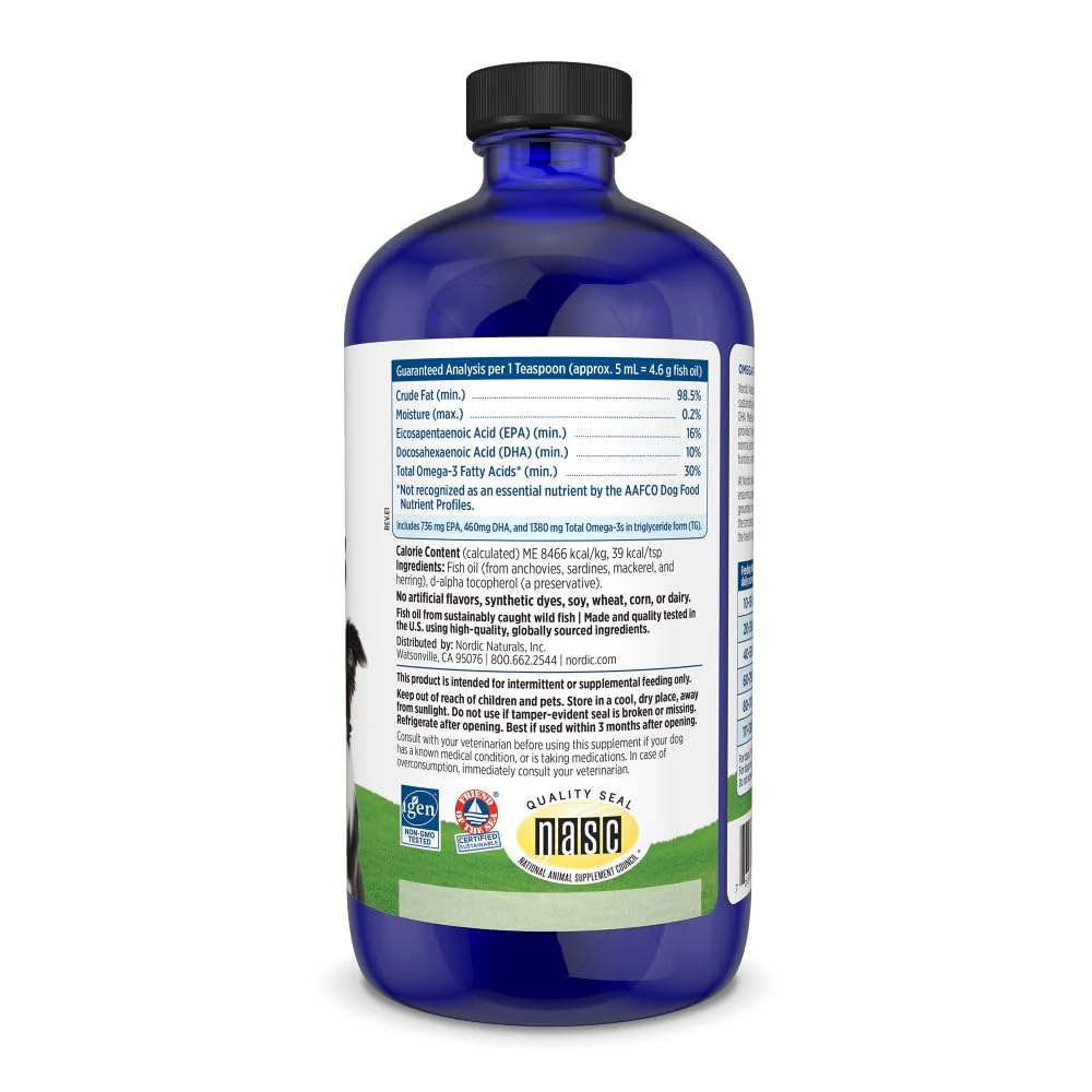 Nordic Naturals Omega-3 Pet, Unflavored - 16 oz - 1380 mg Omega-3 Per Teaspoon - Fish Oil for Large to Very Large Dogs with EPA & DHA - Promotes Heart, Skin, Coat, & Immune Health - Image 8