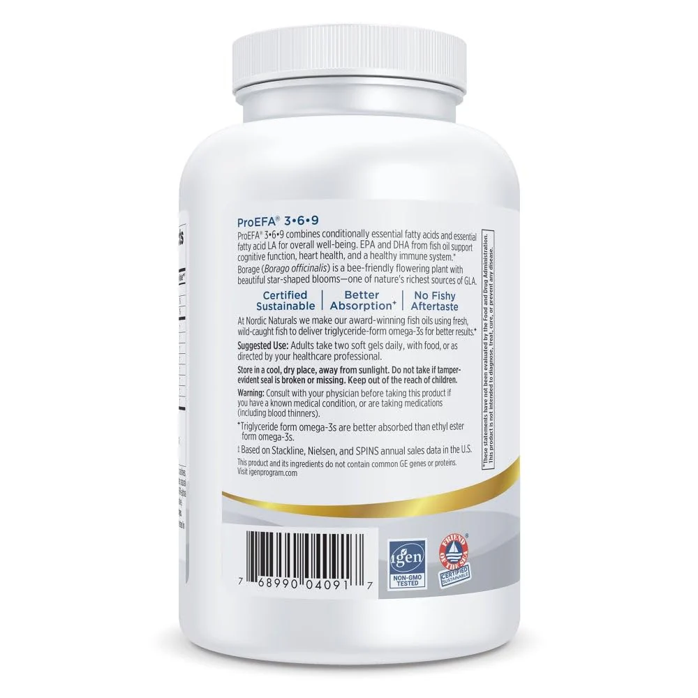 Nordic Naturals ProEFA 3-6-9, Lemon Flavor - 180 Soft Gels - 565 mg Omega-3 - EPA & DHA with Added GLA - Healthy Skin, Cognition, & Positive Mood - Non-GMO - 90 Servings - Image 7