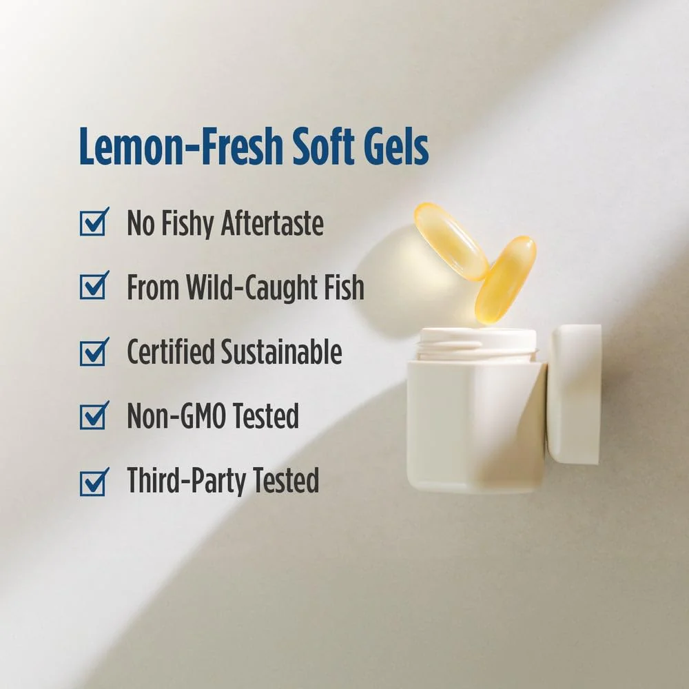 Nordic Naturals ProOmega, Lemon Flavor - 120 Soft Gels - 1280 mg Omega-3 - High Potency Fish Oil with EPA & DHA - Promotes Brain, Eye, Heart, & Immune Health - Non-GMO - 60 Servings - Image 4