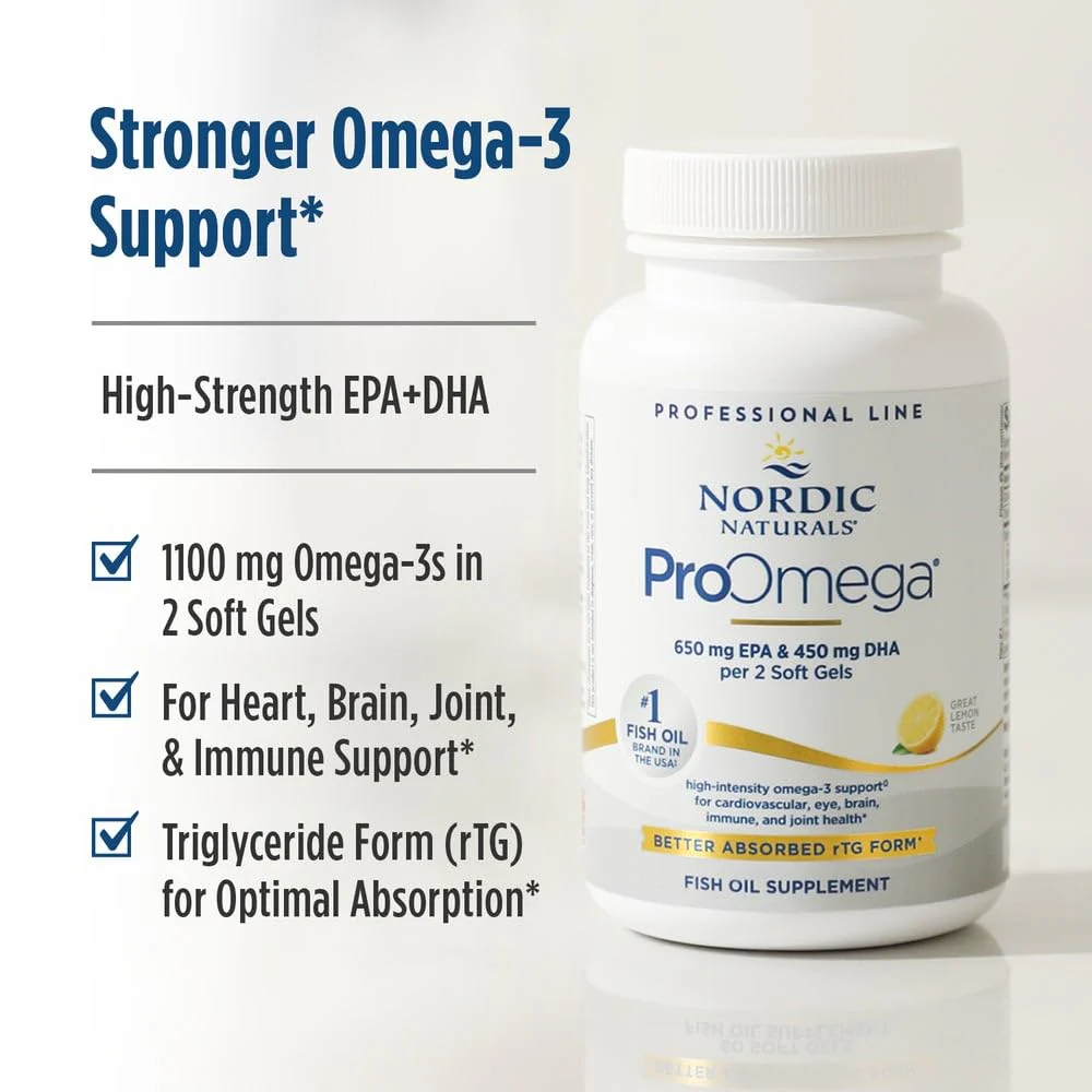 Nordic Naturals ProOmega, Lemon Flavor - 60 Soft Gels - 1280 mg Omega-3 - High Potency Fish Oil with EPA & DHA - Promotes Brain, Eye, Heart, & Immune Health - Non-GMO - 30 Servings - Image 3
