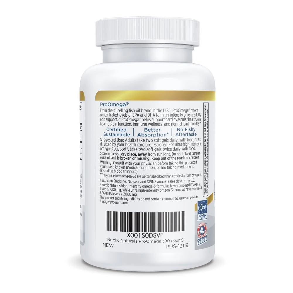 Nordic Naturals ProOmega, Lemon Flavor - 90 Soft Gels - 1280 mg Omega-3 - High-Potency Fish Oil with EPA & DHA - Promotes Brain, Eye, Heart, & Immune Health - Non-GMO - 45 Servings - Image 6