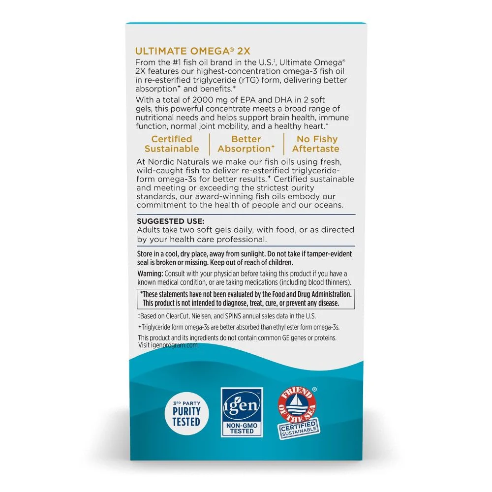 Nordic Naturals Ultimate Omega 2X, Lemon Flavor - 180 Soft Gels - 2150 mg Omega-3 - High-Potency Fish Oil with EPA & DHA - Promotes Brain & Heart Health - Non-GMO - 90 Servings - Image 7