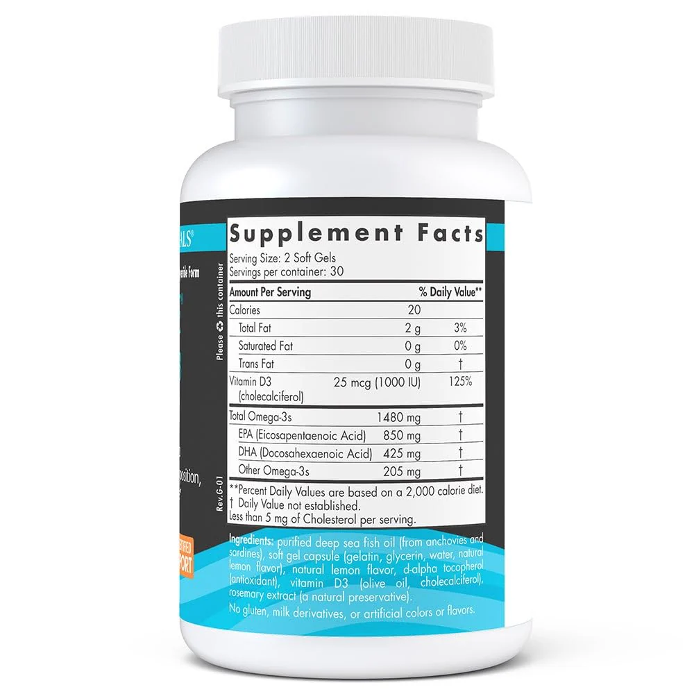 Nordic Naturals Ultimate Omega-D3 Sport, Lemon - 60 Soft Gels - 1480 mg Omega-3 + 1000 IU Vitamin D3 - NSF Certified - Supports Muscle, Bones, Focus & Endurance - 30 Servings - Image 7