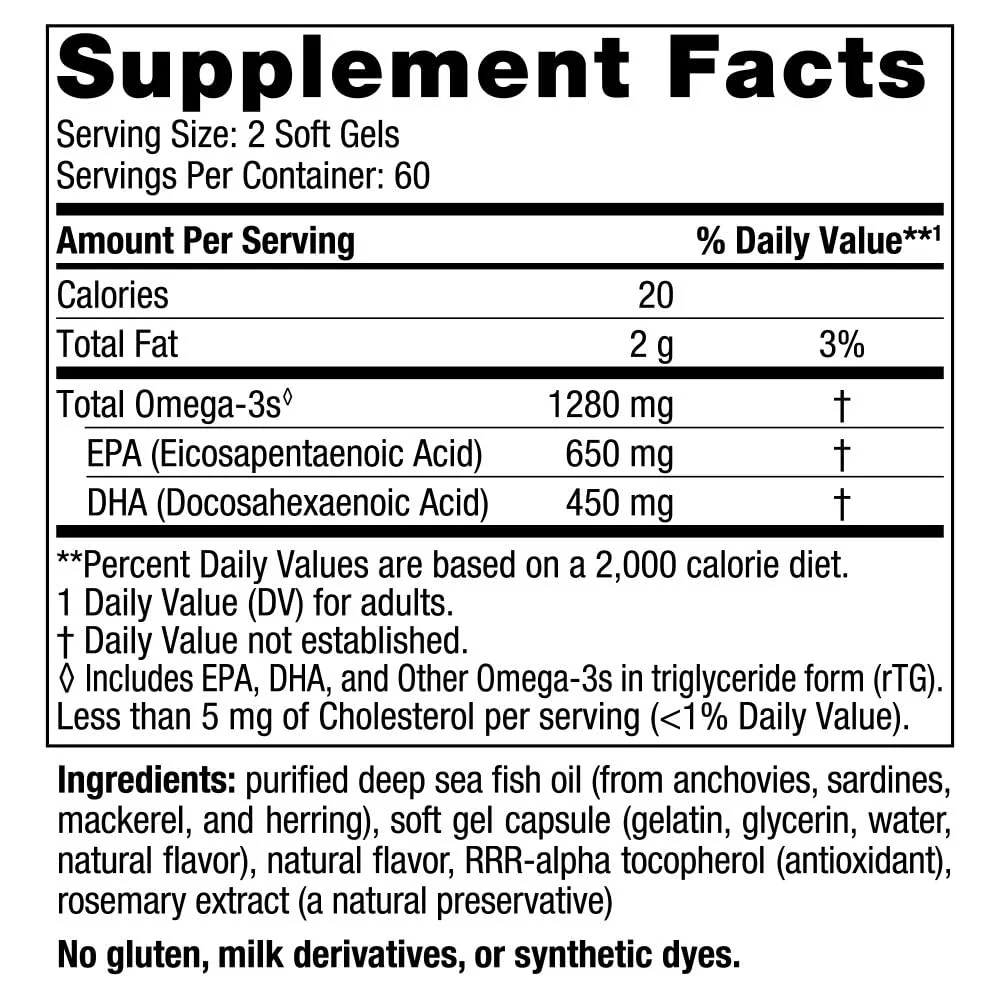 Nordic Naturals Ultimate Omega, Lemon Flavor - 120 Soft Gels - 1280 mg Omega-3 - High-Potency Fish Oil Supplement with EPA & DHA - Promotes Brain & Heart Health - Non-GMO - 60 Servings - Image 8