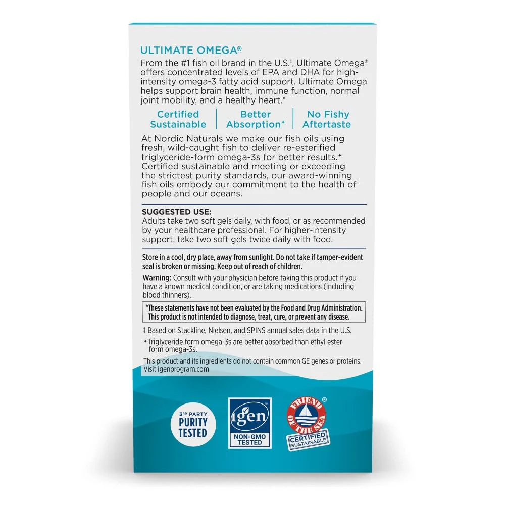 Nordic Naturals Ultimate Omega, Lemon Flavor - 180 Soft Gels - 1280 mg Omega-3 - High-Potency Fish Oil with EPA & DHA - Promotes Brain & Heart Health - Non-GMO - 90 Servings - Image 7