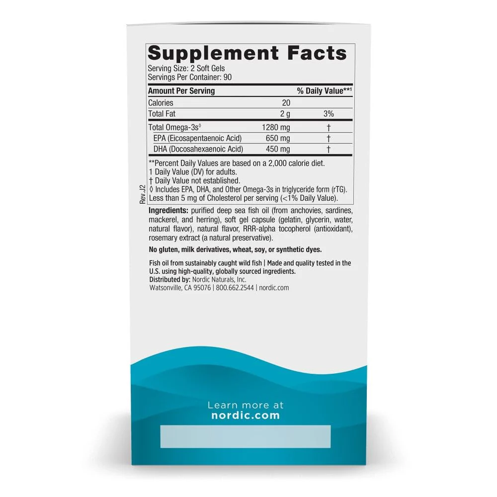 Nordic Naturals Ultimate Omega, Lemon Flavor - 180 Soft Gels - 1280 mg Omega-3 - High-Potency Fish Oil with EPA & DHA - Promotes Brain & Heart Health - Non-GMO - 90 Servings - Image 8