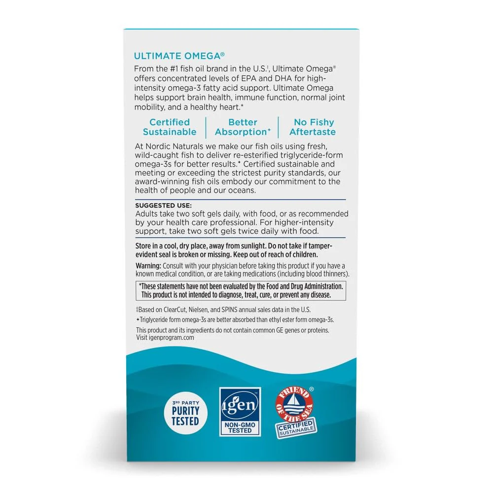 Nordic Naturals Ultimate Omega, Lemon Flavor - 60 Soft Gels - 1280 mg Omega-3 - High-Potency Fish Oil Supplement with EPA & DHA - Promotes Brain & Heart Health - Non-GMO - 30 Servings - Image 11