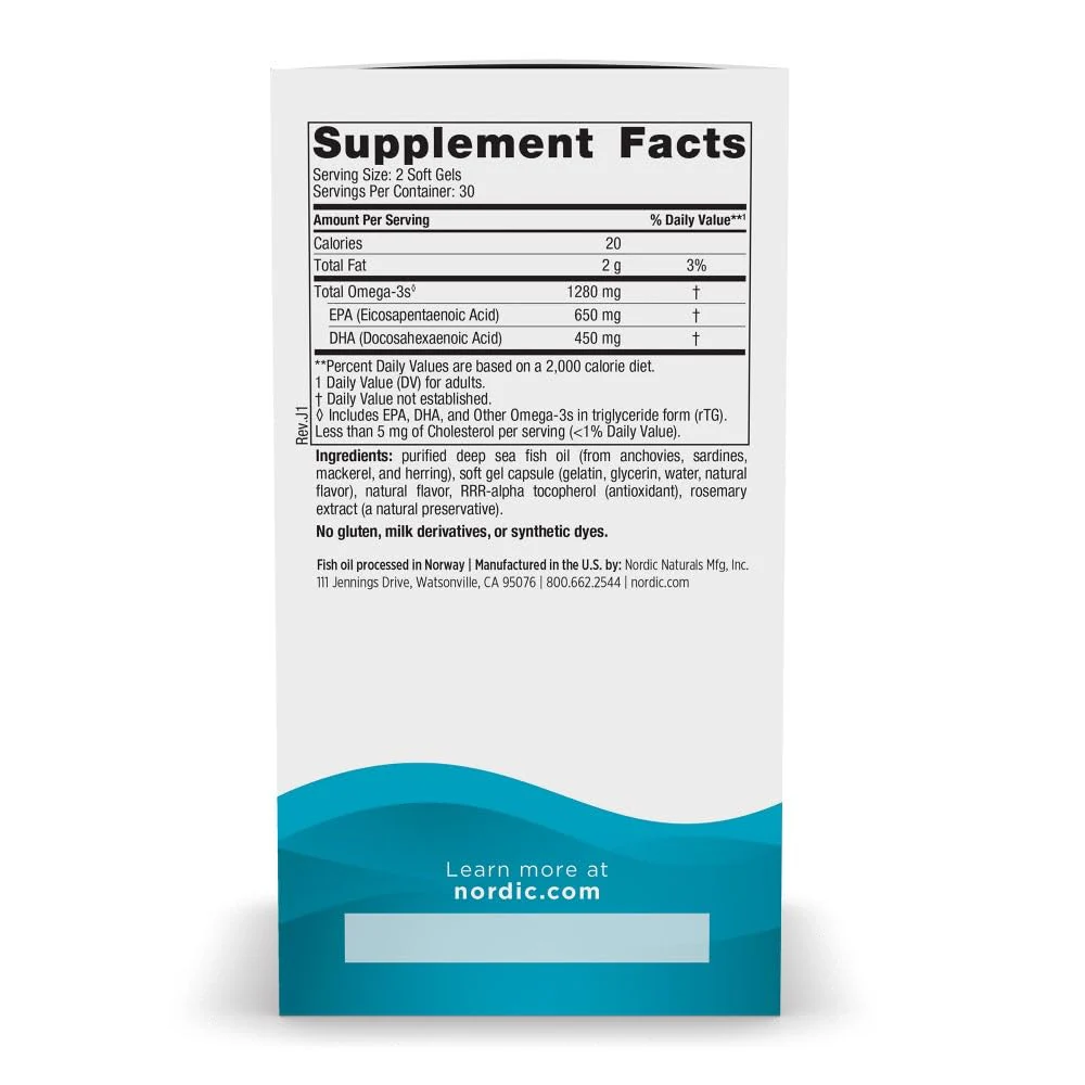 Nordic Naturals Ultimate Omega, Lemon Flavor - 60 Soft Gels - 1280 mg Omega-3 - High-Potency Fish Oil Supplement with EPA & DHA - Promotes Brain & Heart Health - Non-GMO - 30 Servings - Image 8