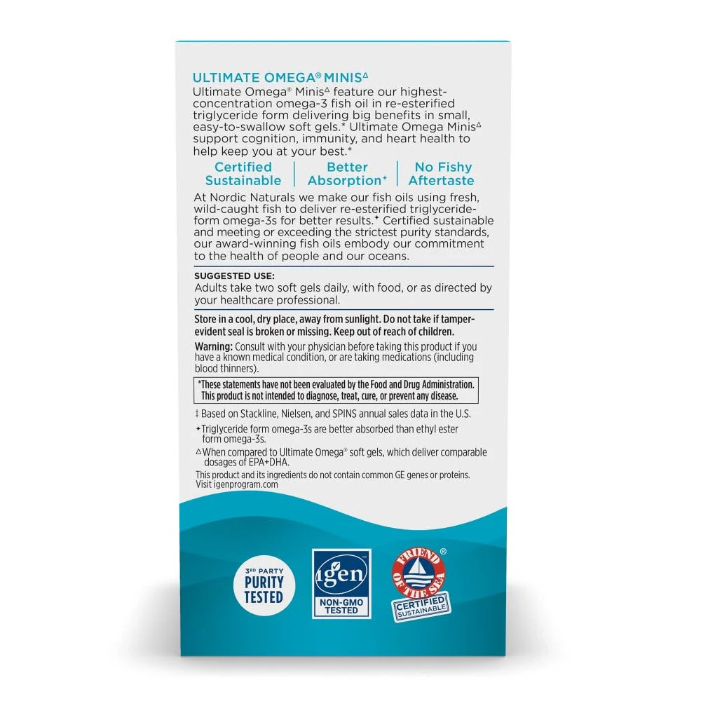 Nordic Naturals Ultimate Omega Minis, Strawberry Flavor - 60 Minis Soft Gels - 1120 mg Omega-3 - High-Potency Fish Oil Supplement - EPA & DHA - Promotes Brain & Heart Health - 30 Servings - Image 8