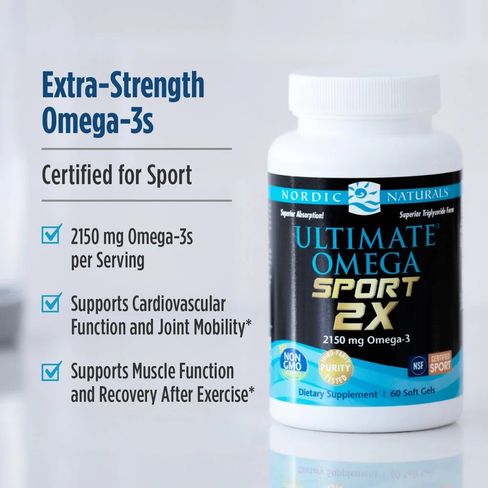 Nordic Naturals Ultimate Omega Sport 2X, Lemon Flavor - 60 Soft Gels - 2150 mg Omega-3 - NSF Certified Fish Oil with EPA & DHA - Heart & Muscle Health, Recovery - Non-GMO - 30 Servings - Image 3