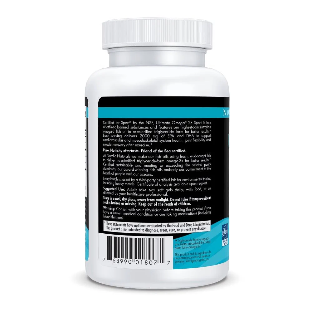 Nordic Naturals Ultimate Omega Sport 2X, Lemon Flavor - 60 Soft Gels - 2150 mg Omega-3 - NSF Certified Fish Oil with EPA & DHA - Heart & Muscle Health, Recovery - Non-GMO - 30 Servings - Image 7